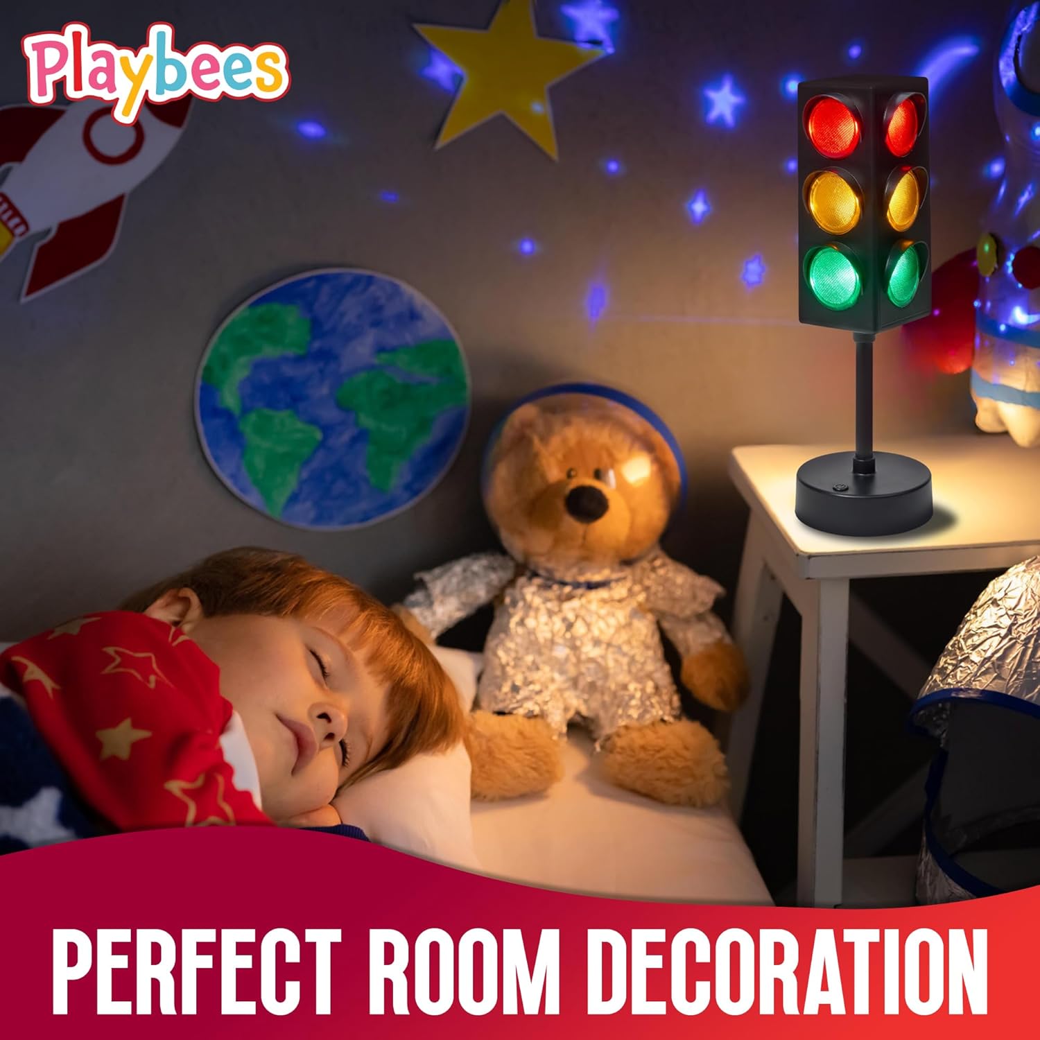 Mini Traffic Light Lamp with Color Changing Modes - Vibrant Decoration for Kids' Bedrooms Table Lamp and Themed Parties