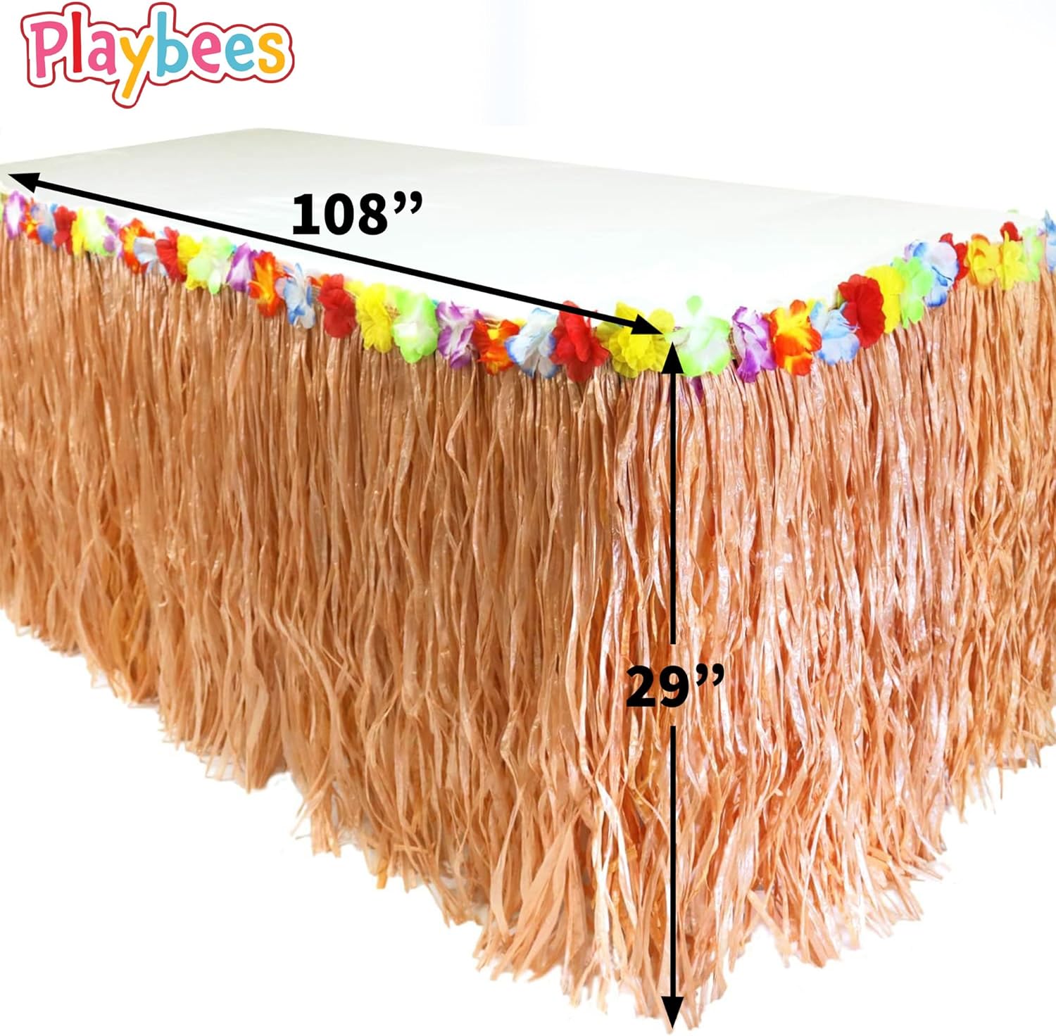Hawaiian Luau Grass Table Skirt Set - 2 Pieces - 9 Feet x 29 Inches - Authentic Island Party Decorations