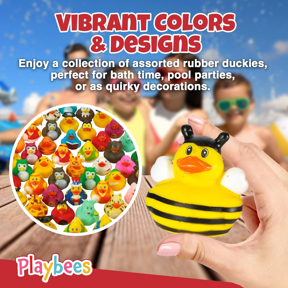 Assortment Rubber Duck Toy Duckies for Kids - 100 Pack - Perfect for Sensory Play, Stocking Stuffers, and More