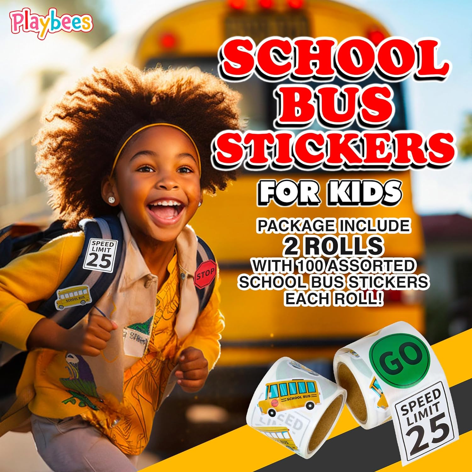 School Bus Stickers - 200 Pack School Bus Theme Designs