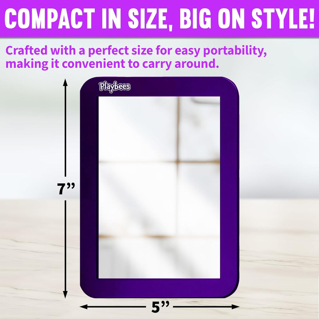Magnetic Locker Mirror - 5" x 7" Purple - Ideal for School Locker, Refrigerator, and Home Use