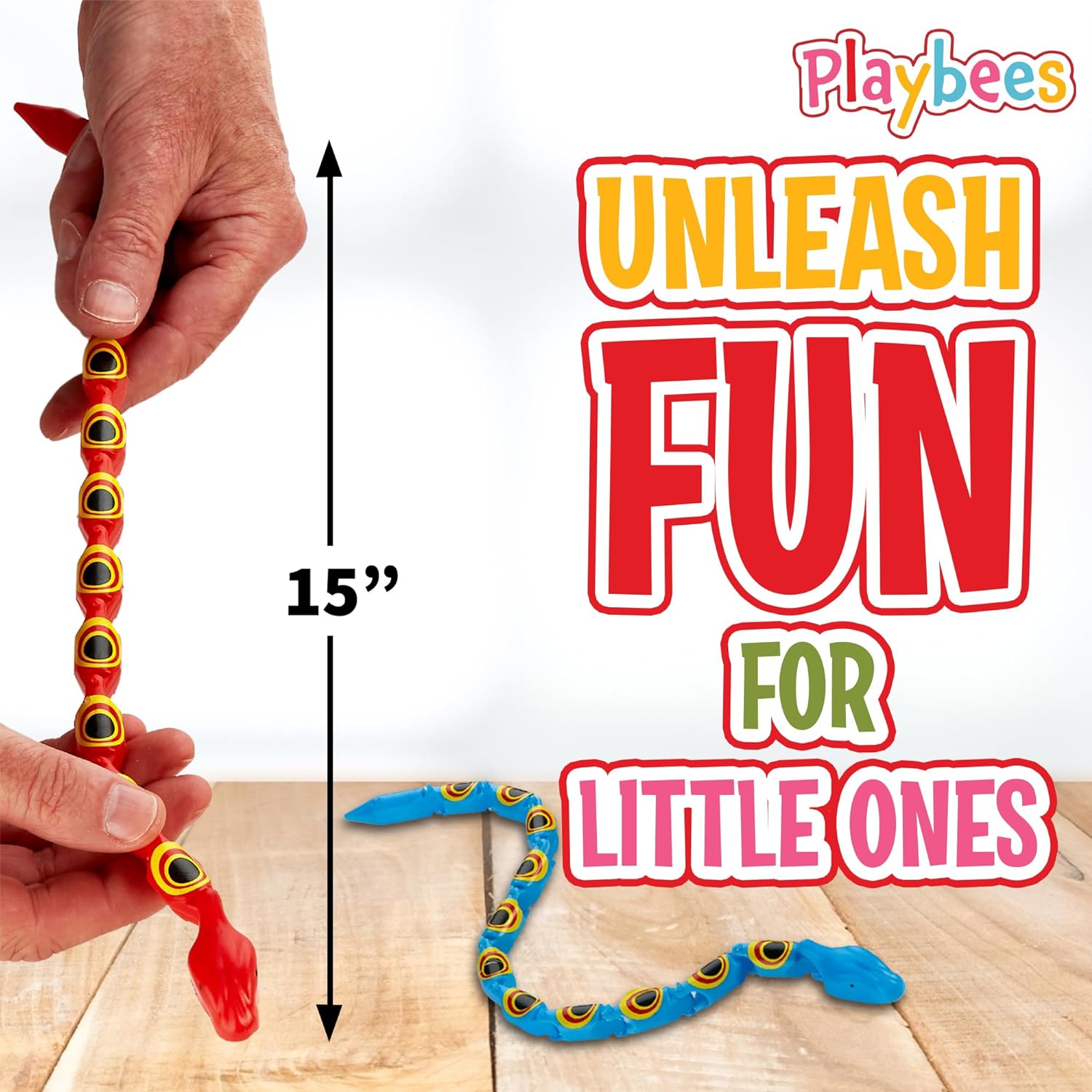 Wiggly Jointed Snakes - Pack of 12 - Wacky Fun and Educational Plastic Toys for Kids