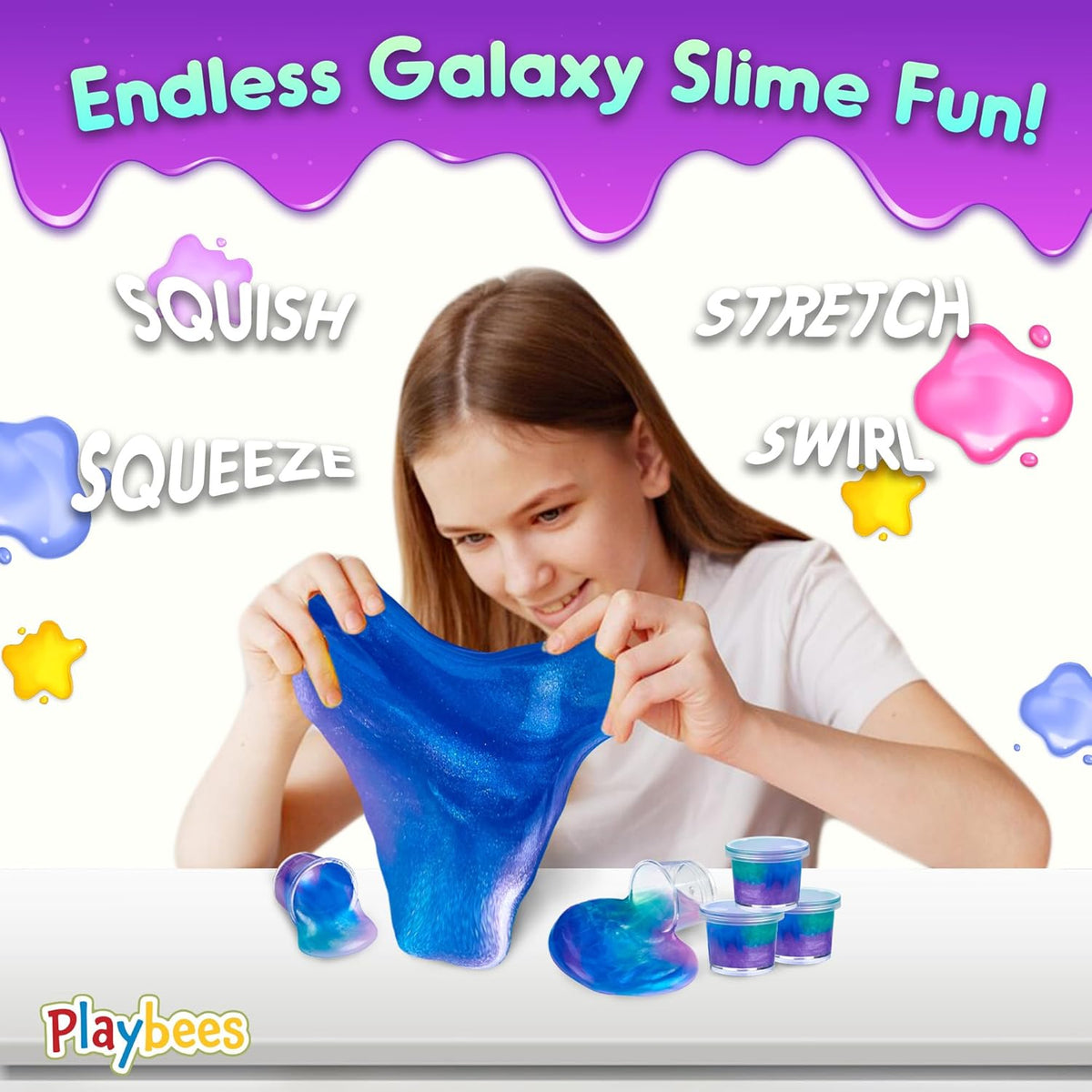 Mini Galaxy Slime - 24 Pack - Marbled Unicorn Slime Party Favors - Rainbow Colors, Ages 3+