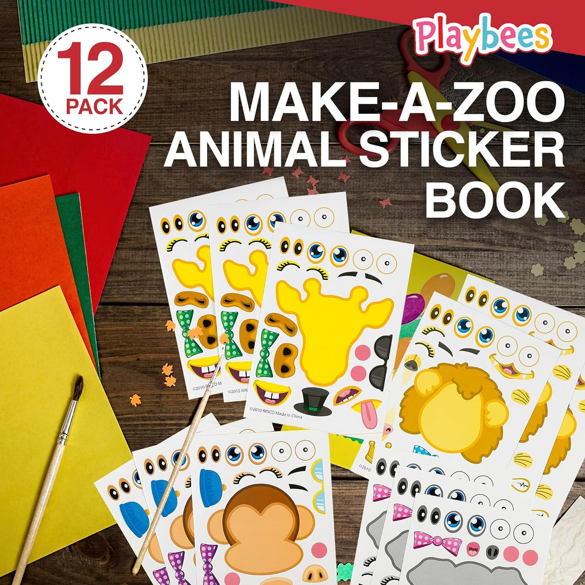 Make A Zoo Animal Stickers - 12 Pack - Zoo and Safari Themed Birthday Party Favors