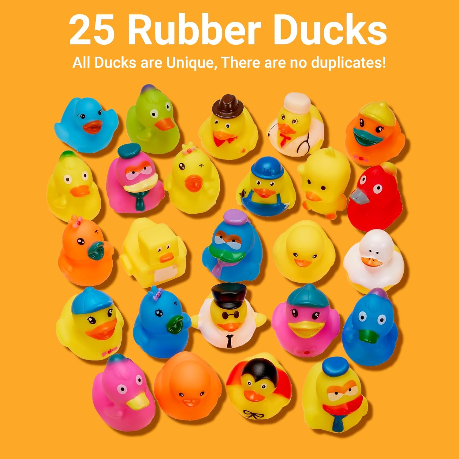 Rubber Duck Toy Duckies for Kids - 25 Pack - NEW Sensory Play, Stress Relief, Stocking Stuffers, Baths, Summer Beach and Pool Activity