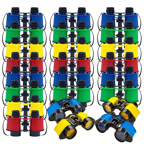 Kids Toy Binoculars with Neck Strap - 24 Pack - Premium Bird Watching & Safari Jungle Pretend Play Binocular Set