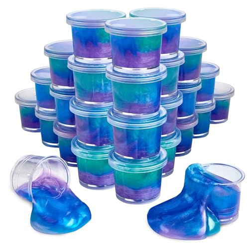 Mini Galaxy Slime - 24 Pack - Marbled Unicorn Slime Party Favors - Rainbow Colors, Ages 3+