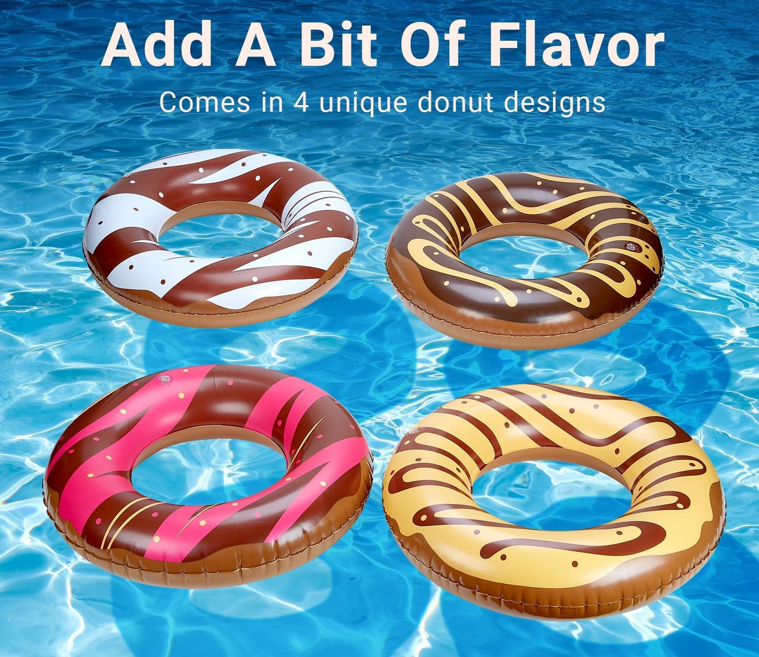 Chocolate Donut Inflatable Pool Floats - 4PK - Fun Swimming Rings &  Pool Floats for Kids & Adults -  Summer Toys - Pool Parties & Decoration