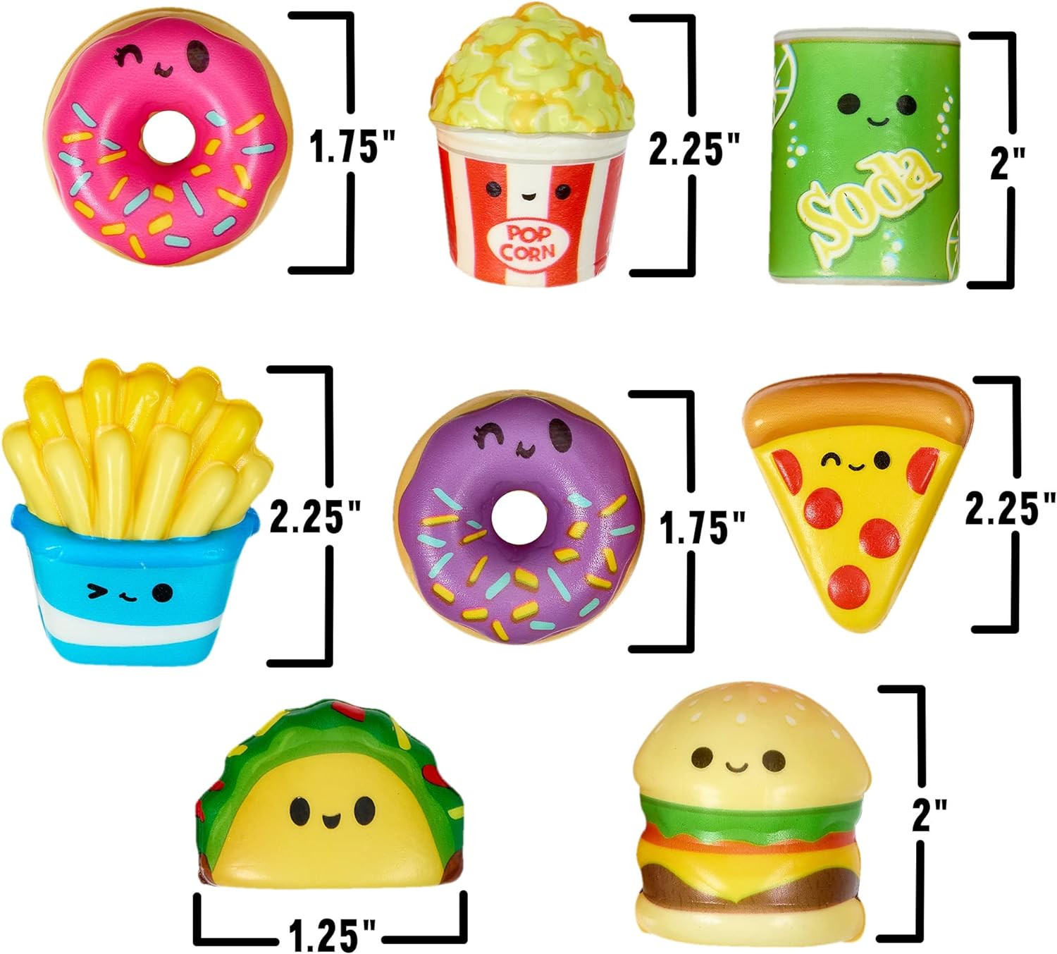 Mini Squish Fast Food Toys - 10 Pack - Assorted Designs Slow-Rise Stress Relief Toys for Kids, Mini Fidget Toys