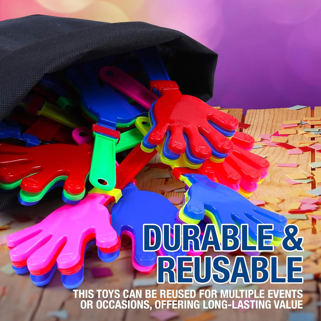 Colorful Hand Clappers - 12 Pack - 7" Noisemakers for Ultimate Party Fun