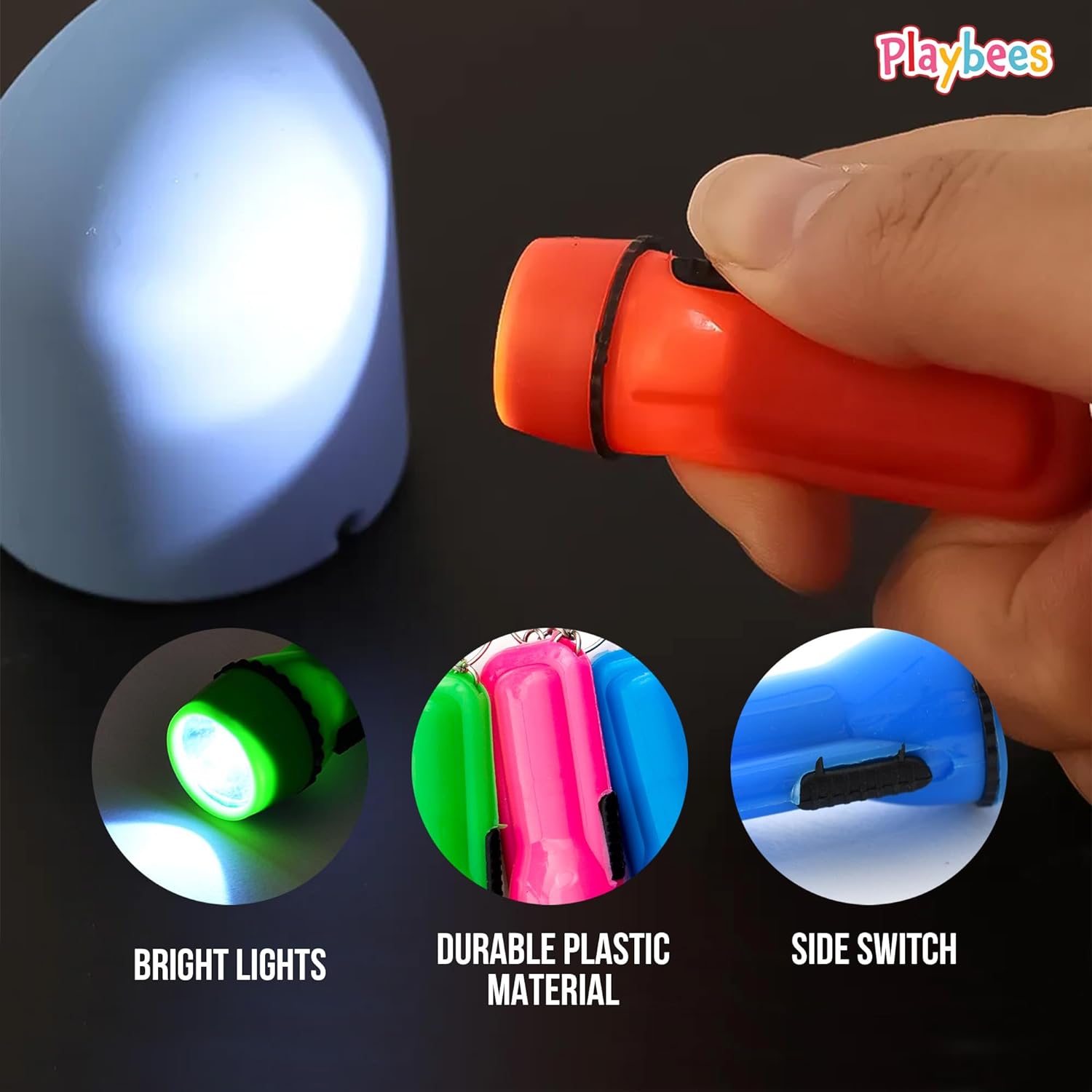 Mini Flashlight Keychain Bulk for Kids 24 Pieces Assorted Colors Plastic LED Flashlight