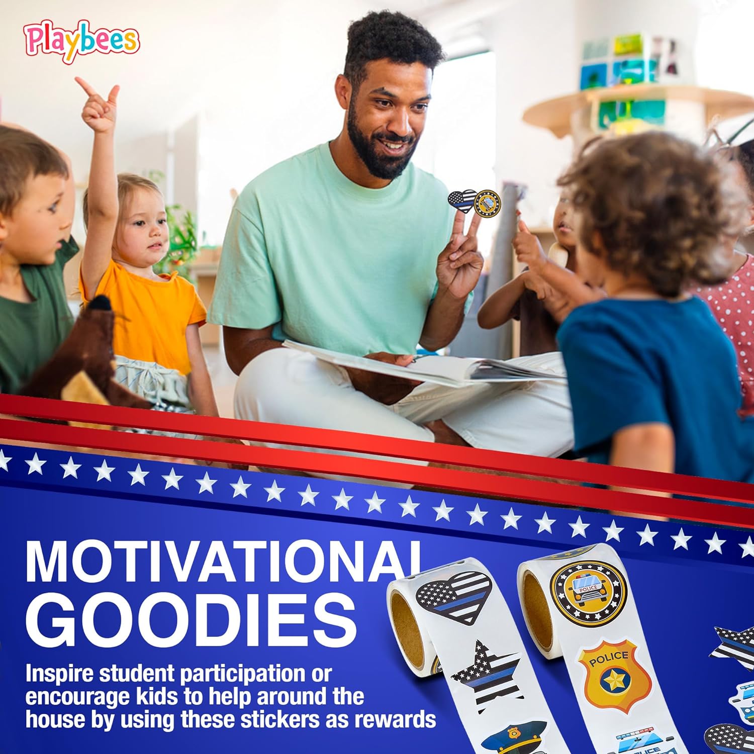 Police Stickers for Kids - 200 Pack of Law Enforcement Themed Designs