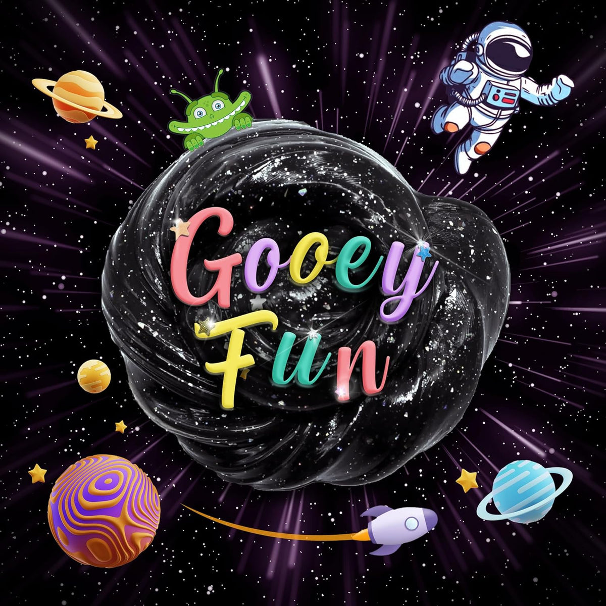 Black Nebula Slime - 48 Pack - Galaxy Star Slime Party Favors