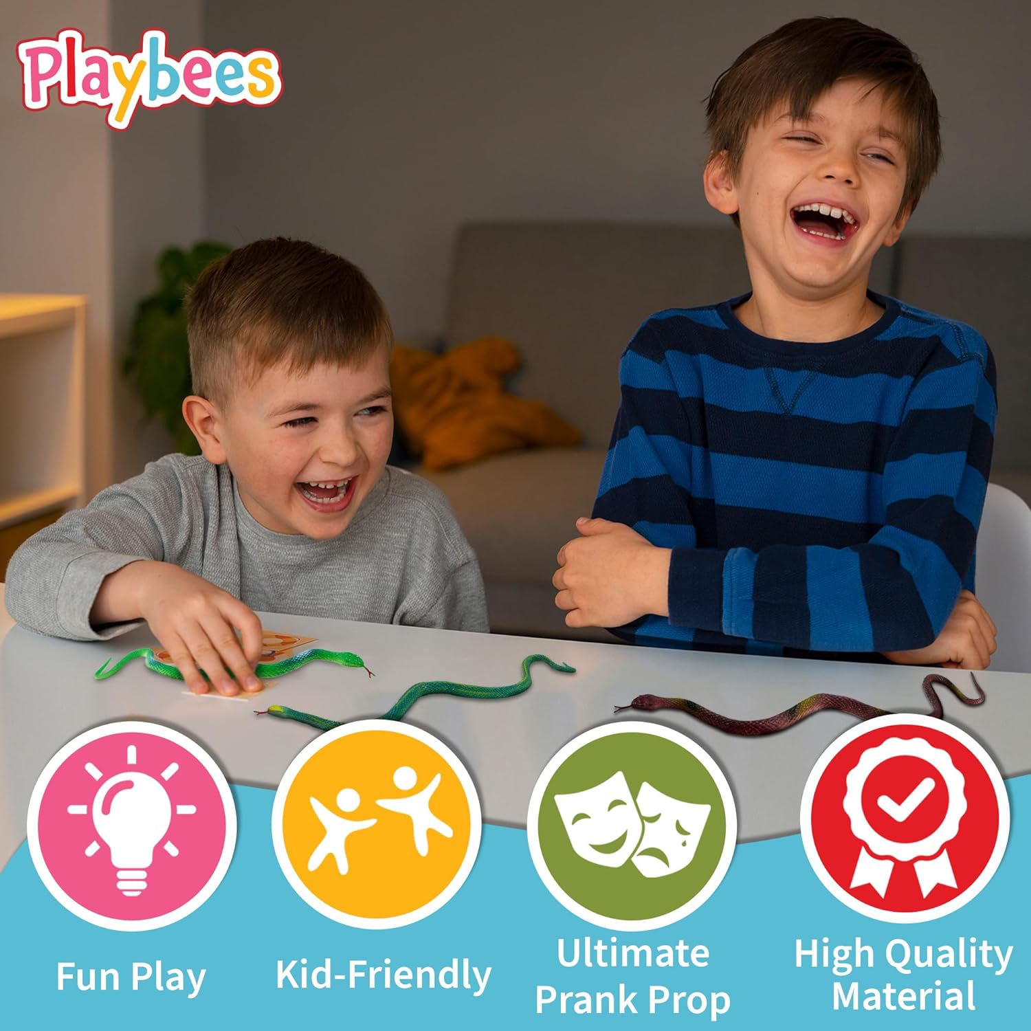 Rubber Toy Snakes - 12-Pack - 14 Inches - Assorted Lifelike Fake Plastic Toy Snake