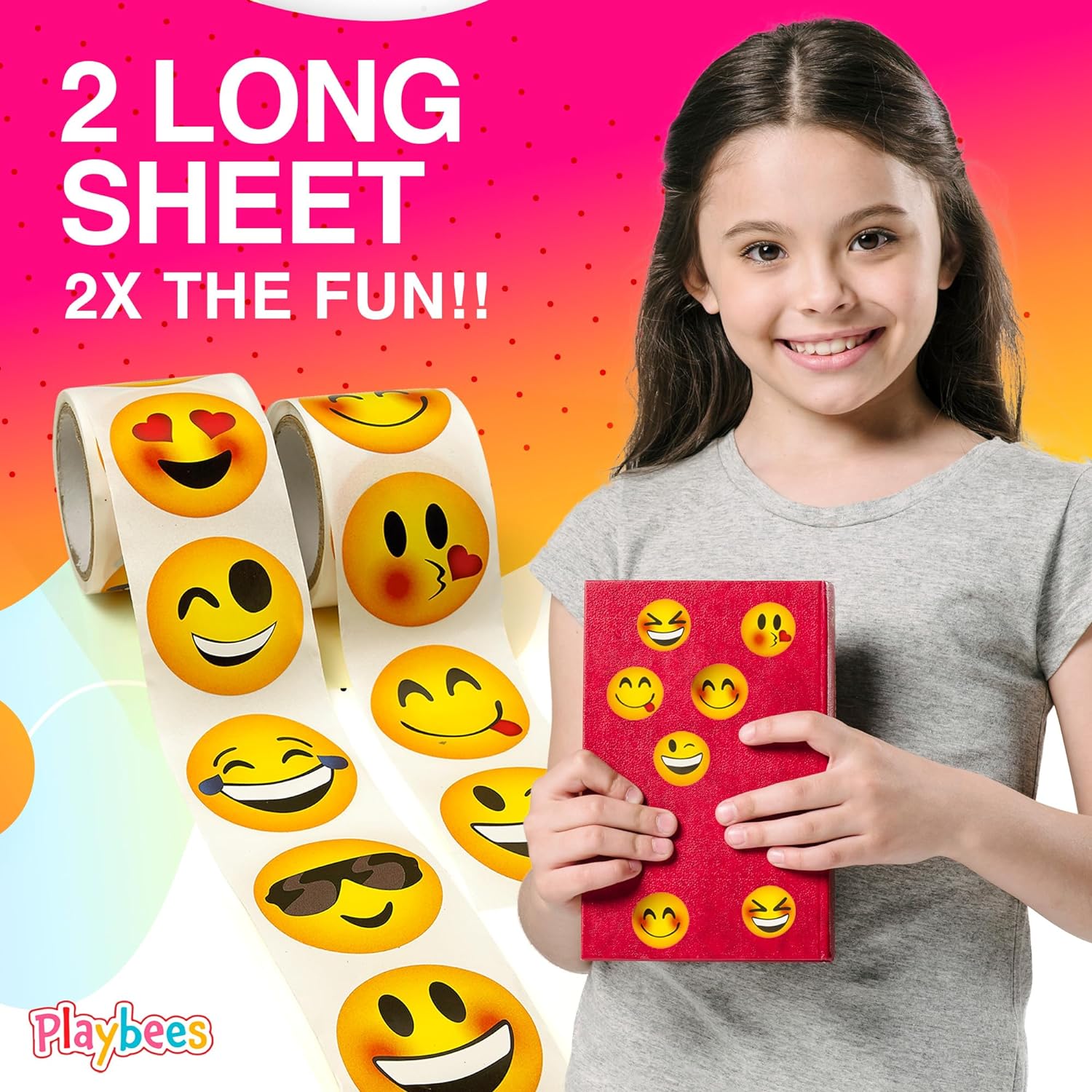 Emoticon Stickers - 2 Rolls - Kids' Party Favors, Game Prizes, Novelty Toys, Arts and Crafts