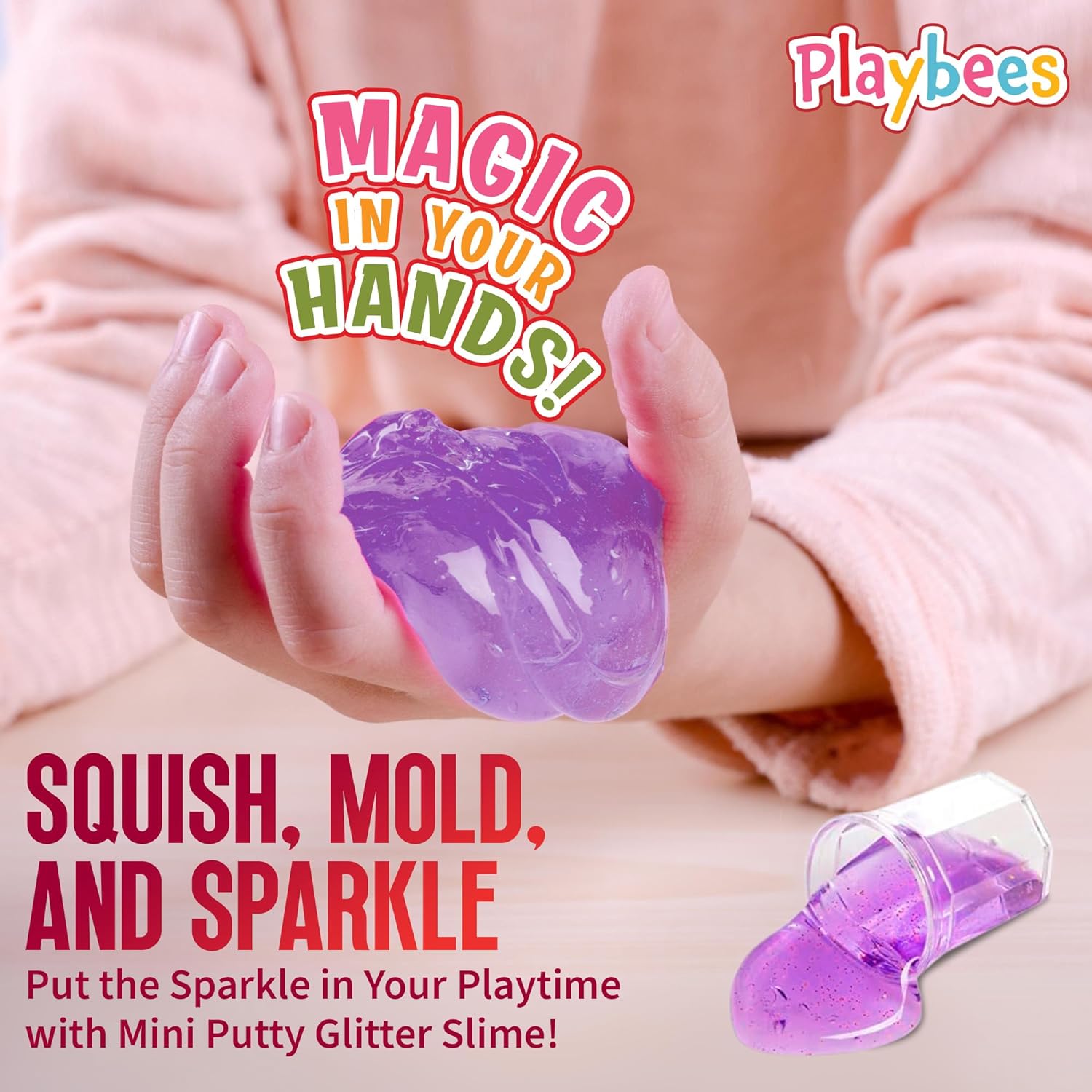 Mini Putty with Glitter - 48 Pack Neon Color Sludge - Educational Fidget Toy - Stress Relief, Party Favors