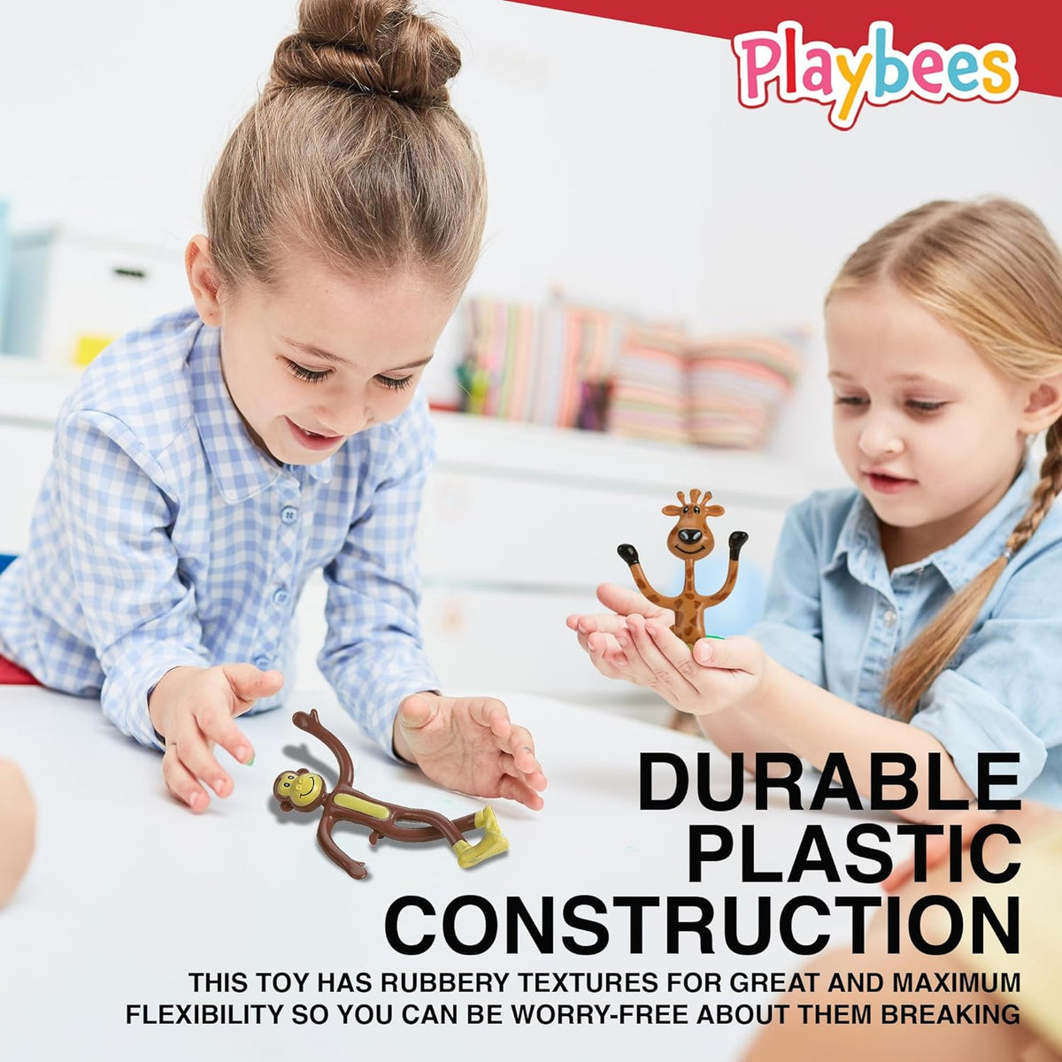 Bendable Zoo Animal Toys - 12 Pack - Durable Plastic Jungle Animals Figures