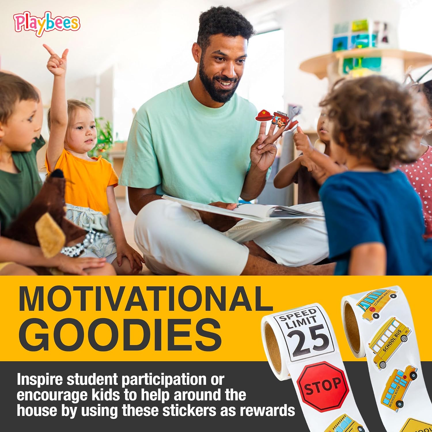 School Bus Stickers - 200 Pack School Bus Theme Designs