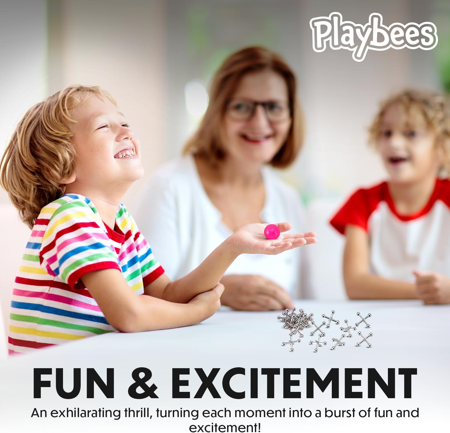 Metal Jacks Game Set - 12 Sets with Metallic Jacks and Bouncy Ball