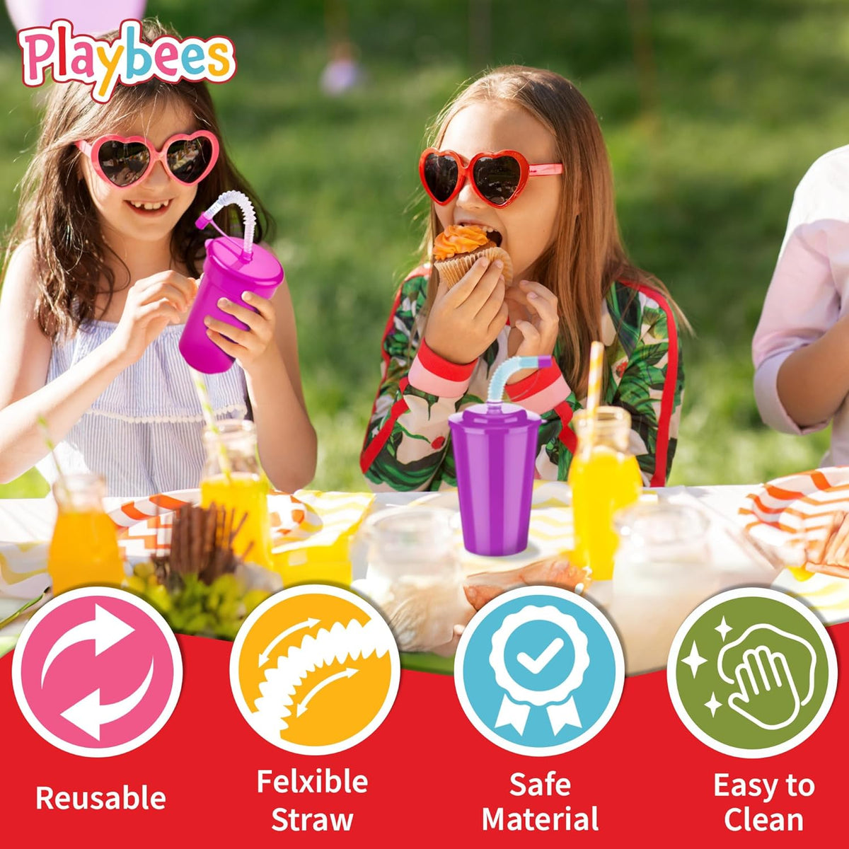 Neon Sipper Cups - 12 pack 6 Oz. - Colorful, Spill-Proof Cups with Lids and Straws - Party Supplies