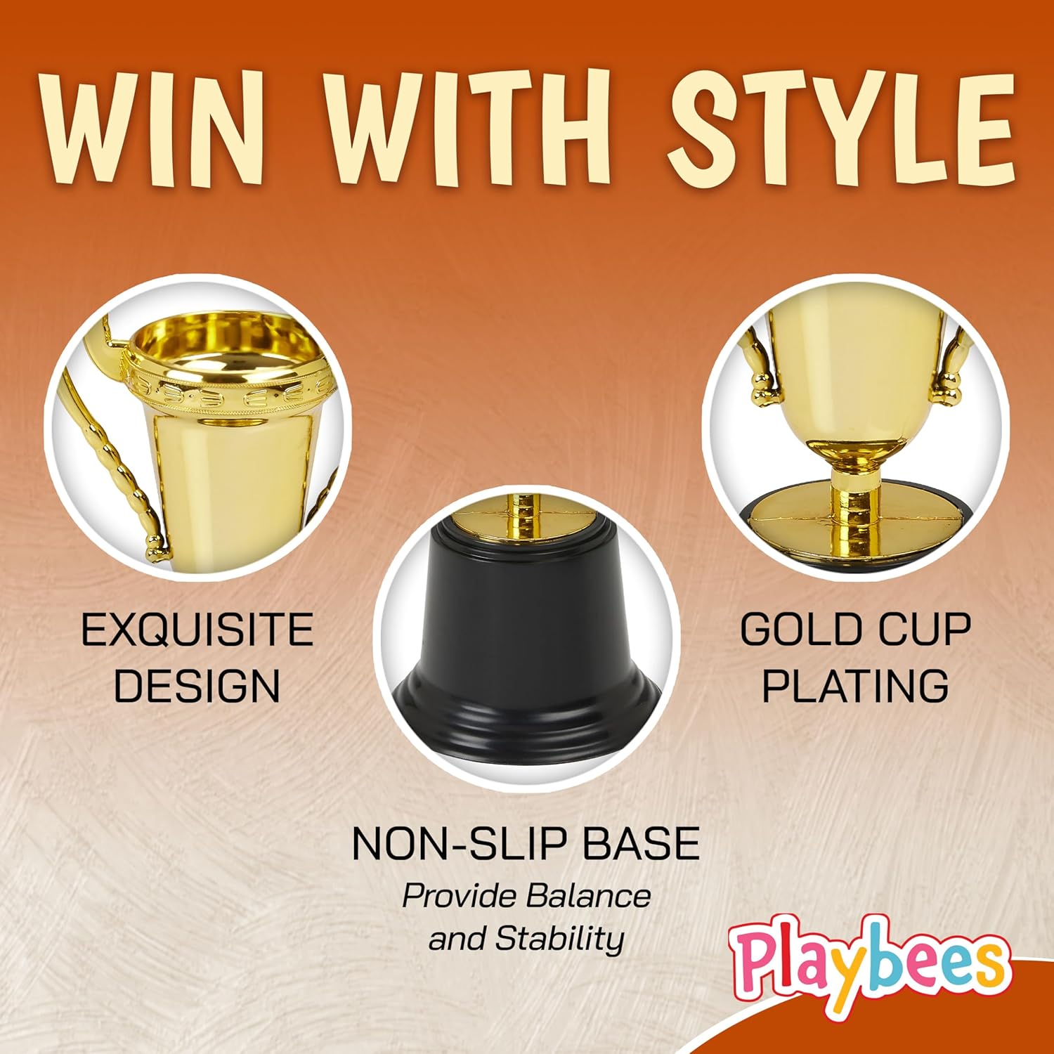 Plastic Mini Trophies - 12PK - 5 Inch - Gold Cups Participation Award, Sports Galore, Winning Prizes Props, Victory Vibes, Champion, Sports