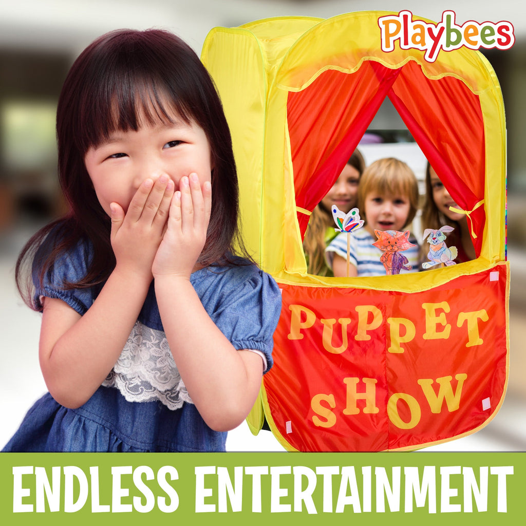 Puppet Show Pop-Up Tent Playhouse – Indoor/Outdoor Toddler Theater & Lemonade Stand