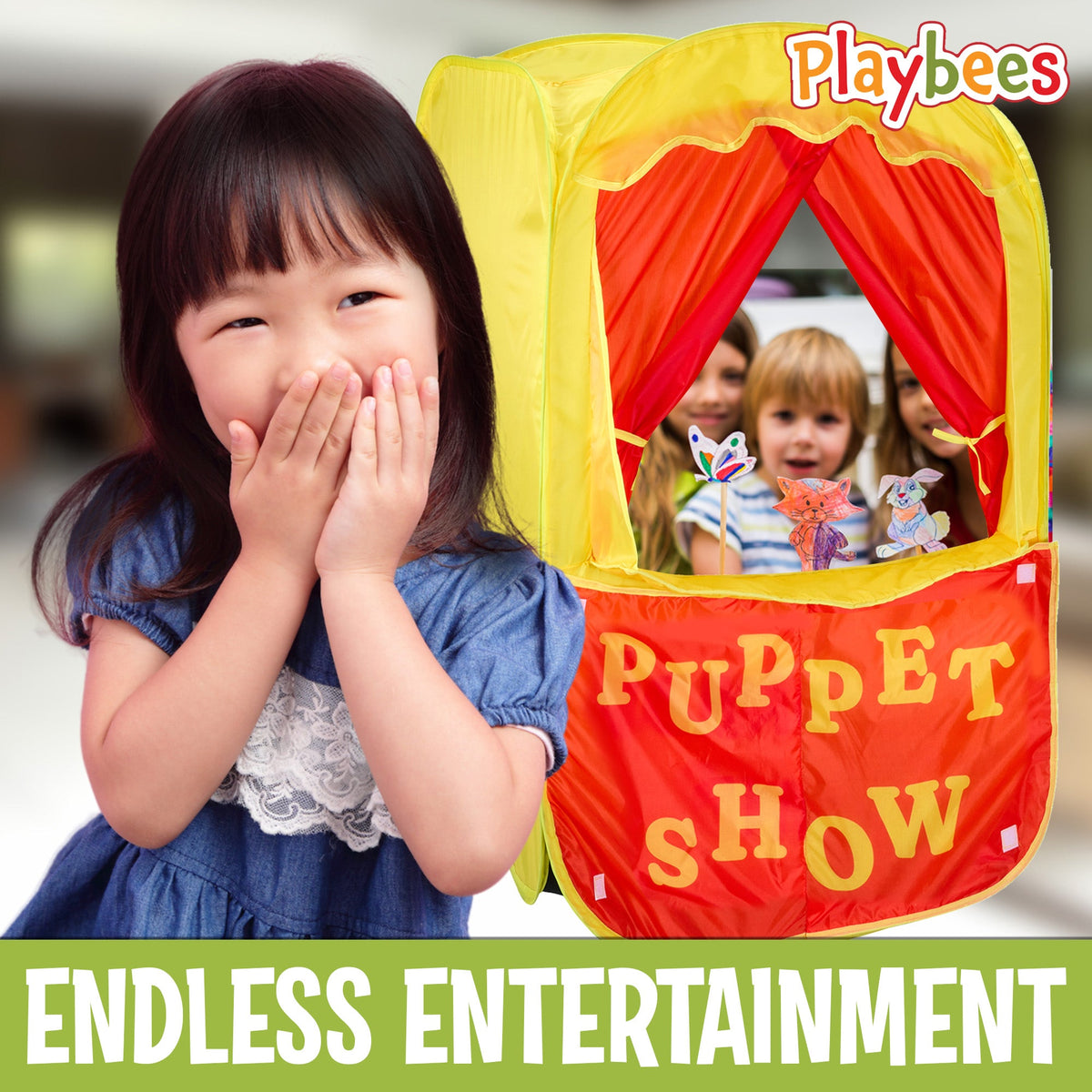 Puppet Show Pop-Up Tent Playhouse – Indoor/Outdoor Toddler Theater & Lemonade Stand