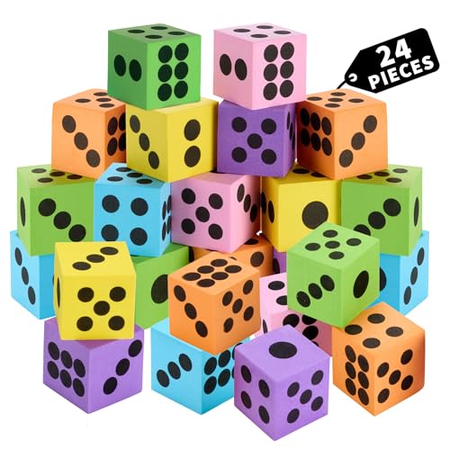 Neon Foam Dice Set - Ignite Imaginations, Boost Math Skills, Perfect for Gifts and Parties (24Pack)