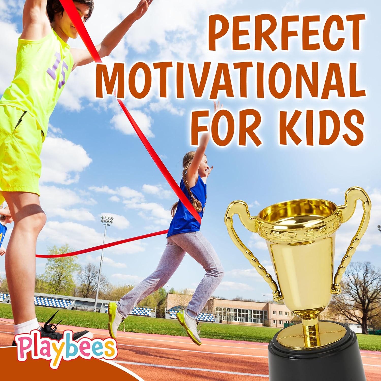 Plastic Mini Trophies - 12PK - 5 Inch - Gold Cups Participation Award, Sports Galore, Winning Prizes Props, Victory Vibes, Champion, Sports