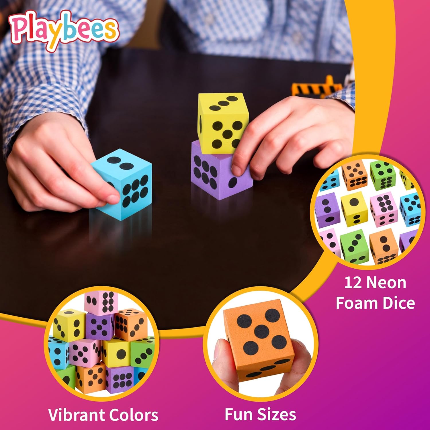 Neon Foam Dice Set - 48 Pack - Ignite Imaginations, Boost Math Skills, Perfect for Gifts and Parties