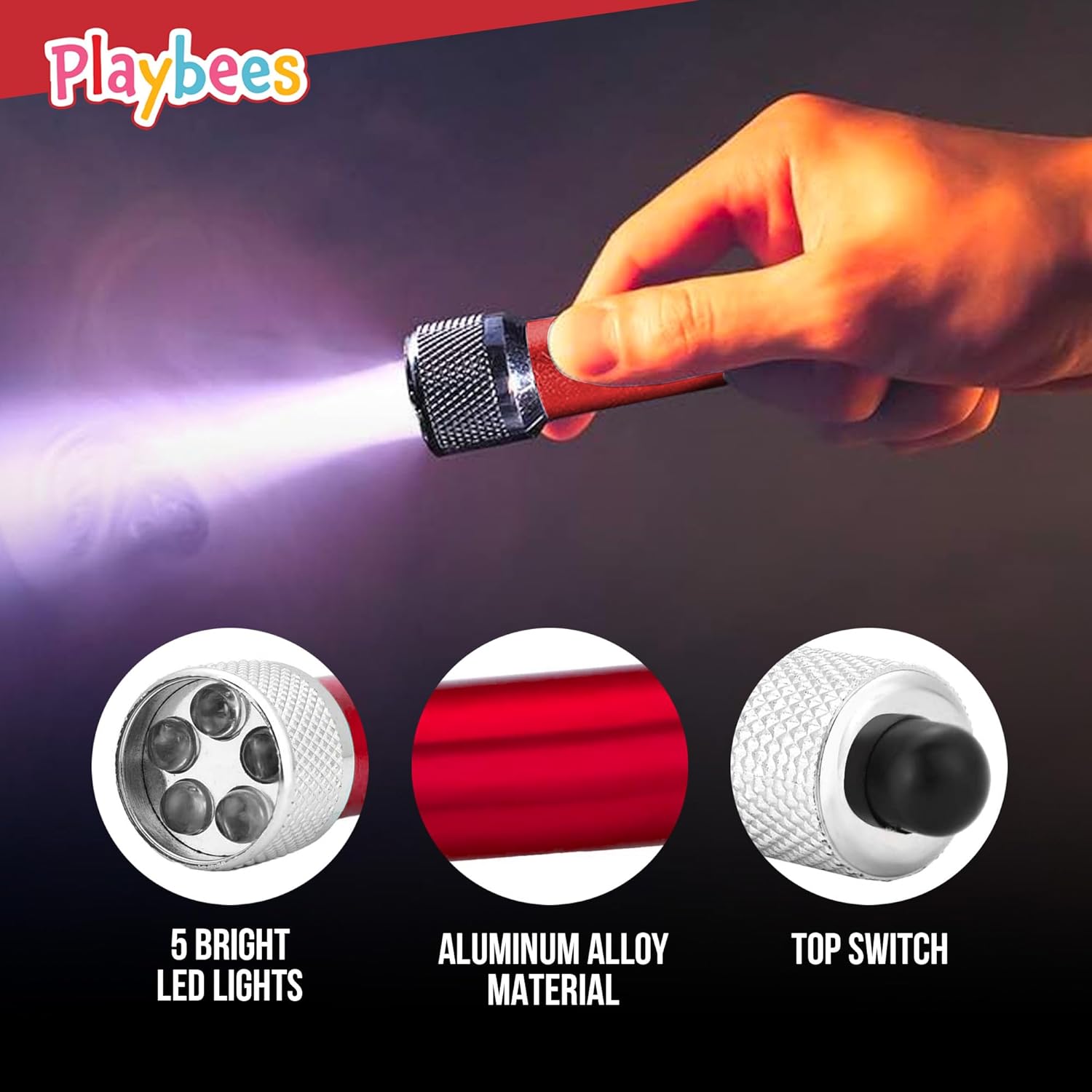 Mini LED Flashlight Keychains - 24Pack - 2.5 Inch in Vibrant Colors, Portable Plastic Mini Torch - 5-Bulb