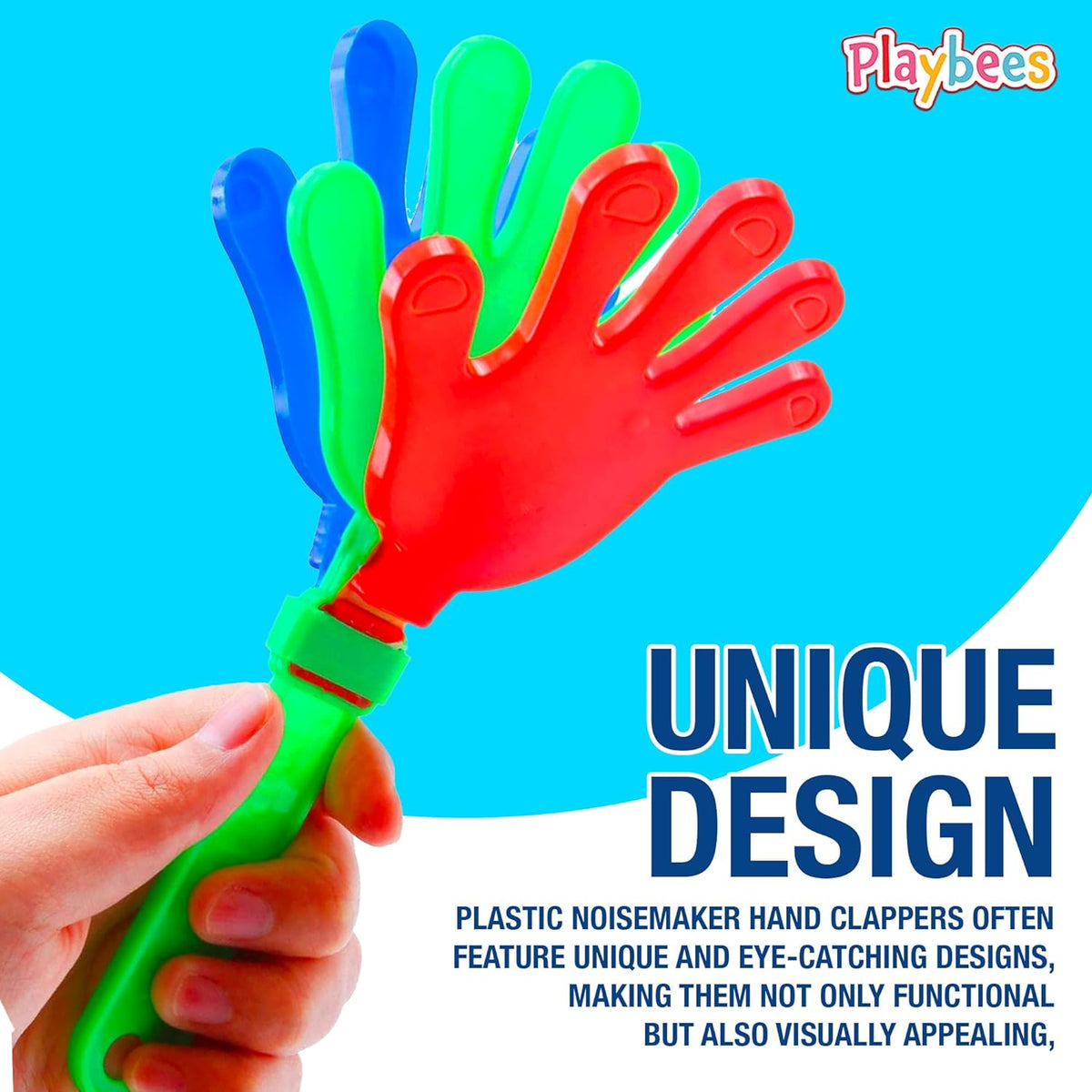 Colorful Hand Clappers - 12 Pack - 7" Noisemakers for Ultimate Party Fun
