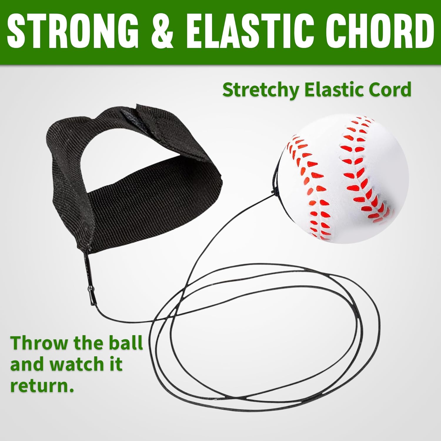 Playbees Reactive Practice Baseballs on Elastic Cord Perfect for Training, Fun Outdoor Activities for Spring Training, Fun Outdoor Activity for Kids, Boy or Girl, Party Favor (3 Pack)