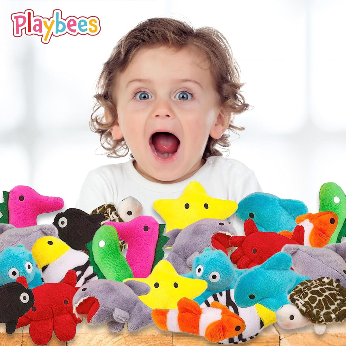 Assorted Sea-Life Plush Toys - 24 Pack - 3 Inch Soft & Cuddly Stuffed Animals