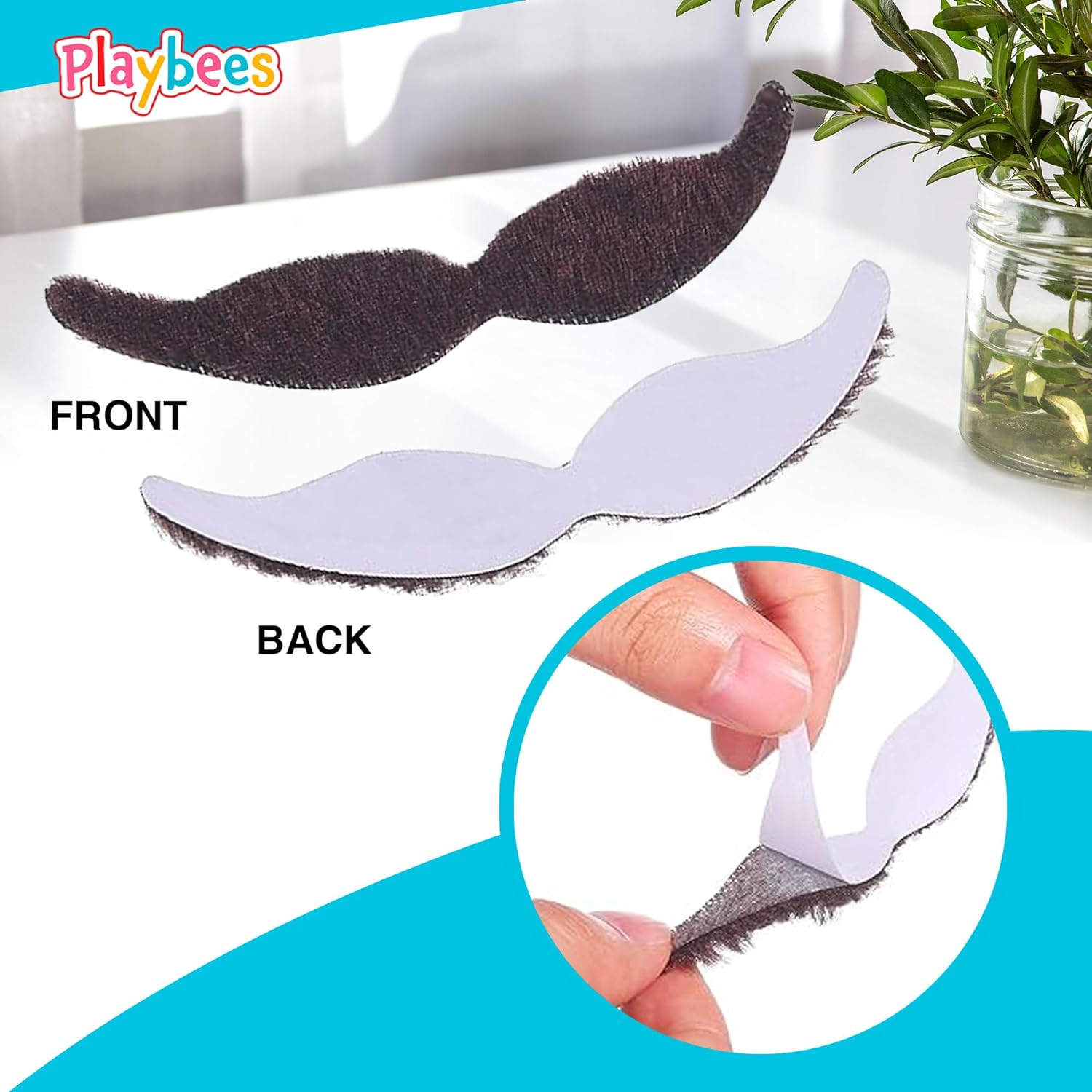 Fake Mustaches Adhesive - Set of 12 - Mustache Costume - Kids Mustache Stick On