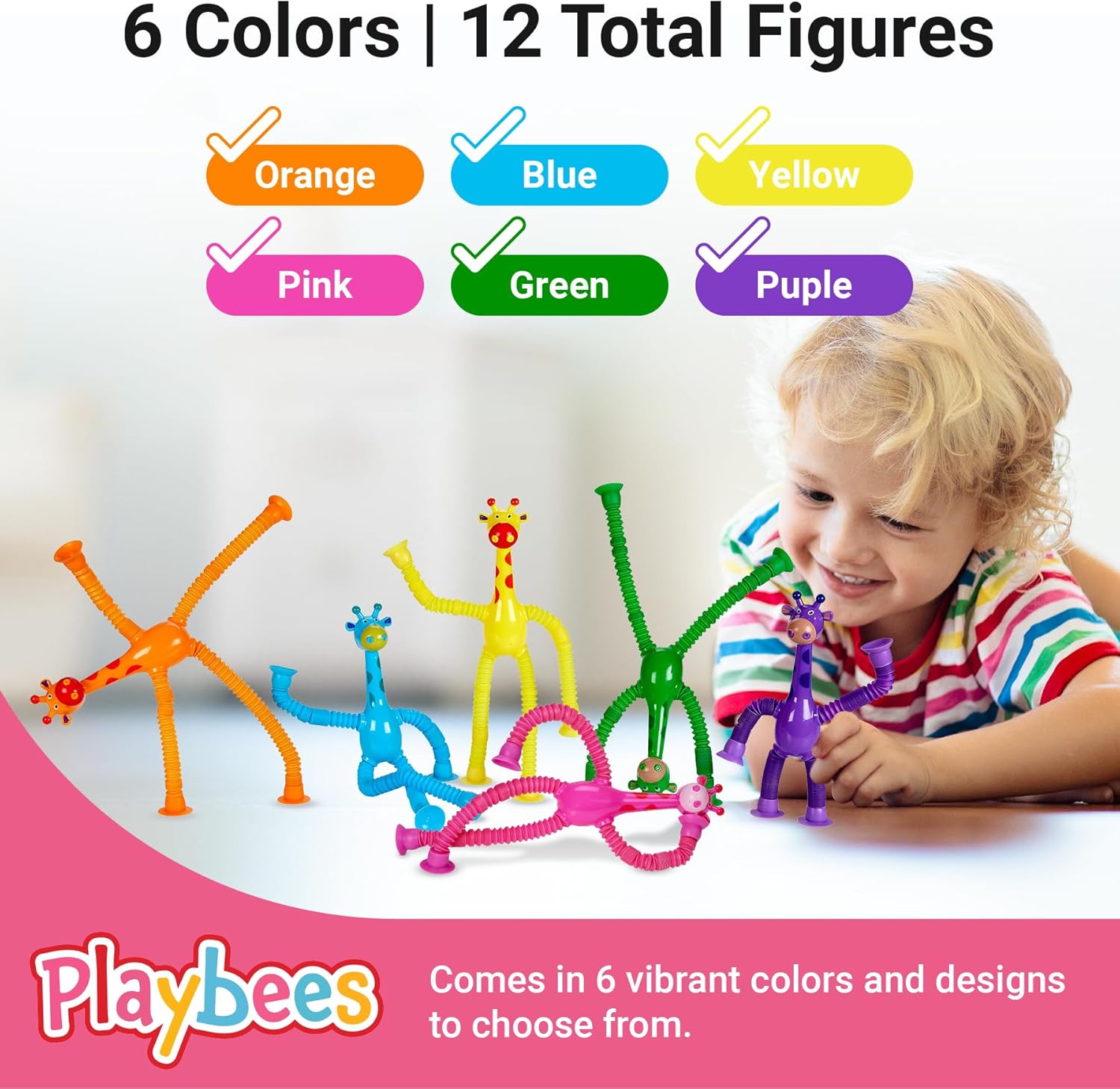 Telescopic Suction Cup Giraffe Toys – 12 Pack Educational Fidget Toys