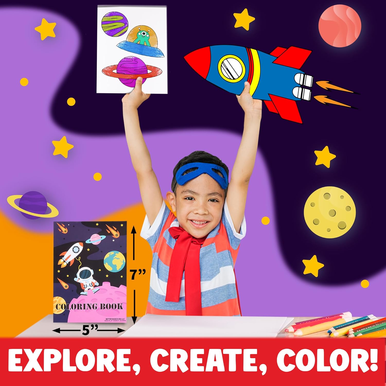Outer Space Coloring Books - 20 Pack - Astronaut and Alien, Kids Solar System Party Favors for Boys & Girls