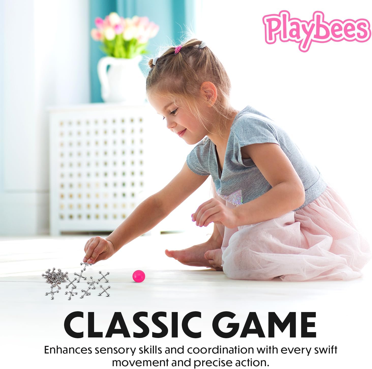 Metal Jacks Game Set - 12 Sets with Metallic Jacks and Bouncy Ball