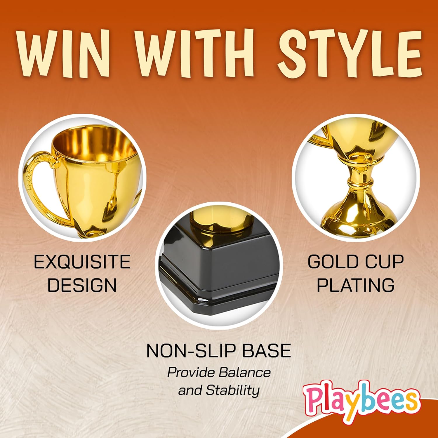 Fun Gold Plastic Trophies - 12 Pack - 7 Inch - Award Trophy Cup Set for Superstar Kids