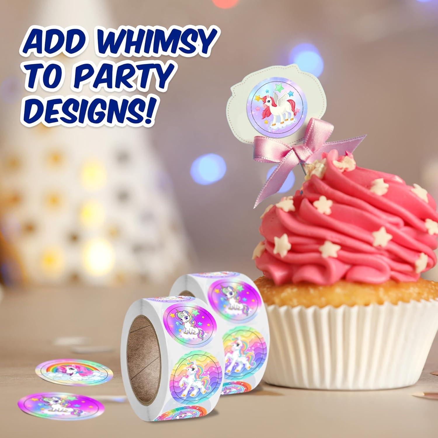 Unicorn Emoticon Sticker Rolls - 1.5 Inch Decal Stickers - 100 Pcs - Reward Stickers - Unicorn Party Supplies - Mailing Seal Sticker