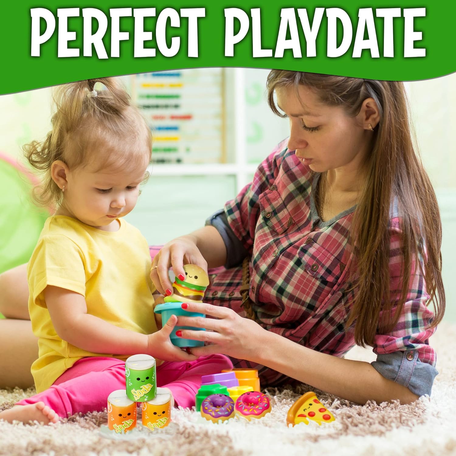 Mini Squish Fast Food Toys - 10 Pack - Assorted Designs Slow-Rise Stress Relief Toys for Kids, Mini Fidget Toys