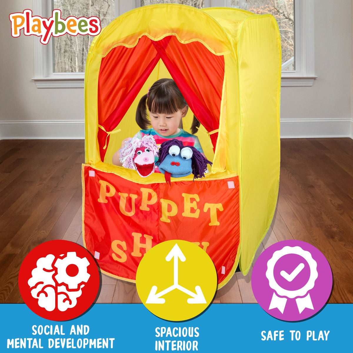 Puppet Show Pop-Up Tent Playhouse – Indoor/Outdoor Toddler Theater & Lemonade Stand