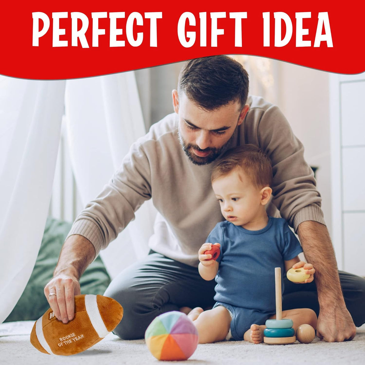 Baby Football Plush Rattle - for Boys and Girls - Ages 0-36 Months