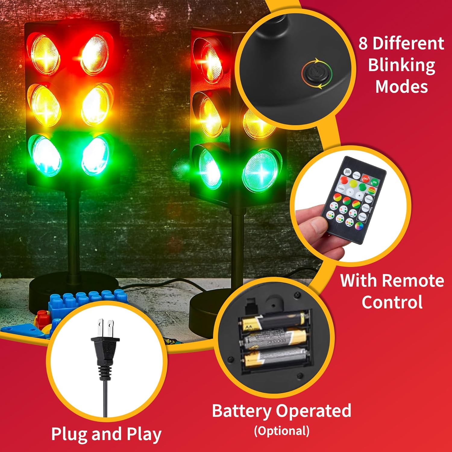 Mini Traffic Light Lamp with Color Changing Modes - Vibrant Decoration for Kids' Bedrooms Table Lamp and Themed Parties