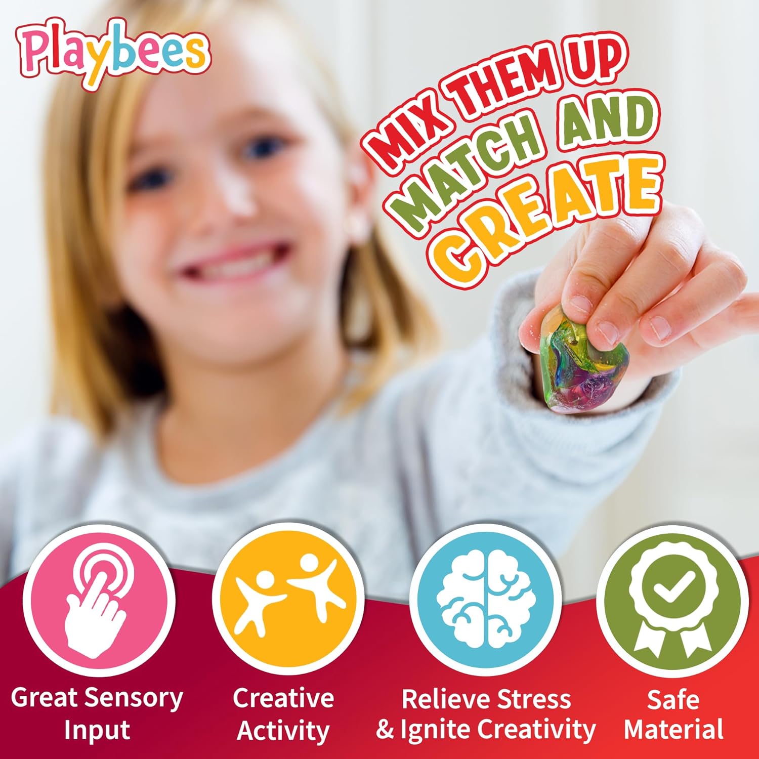 Mini Putty with Glitter - 48 Pack Neon Color Sludge - Educational Fidget Toy - Stress Relief, Party Favors