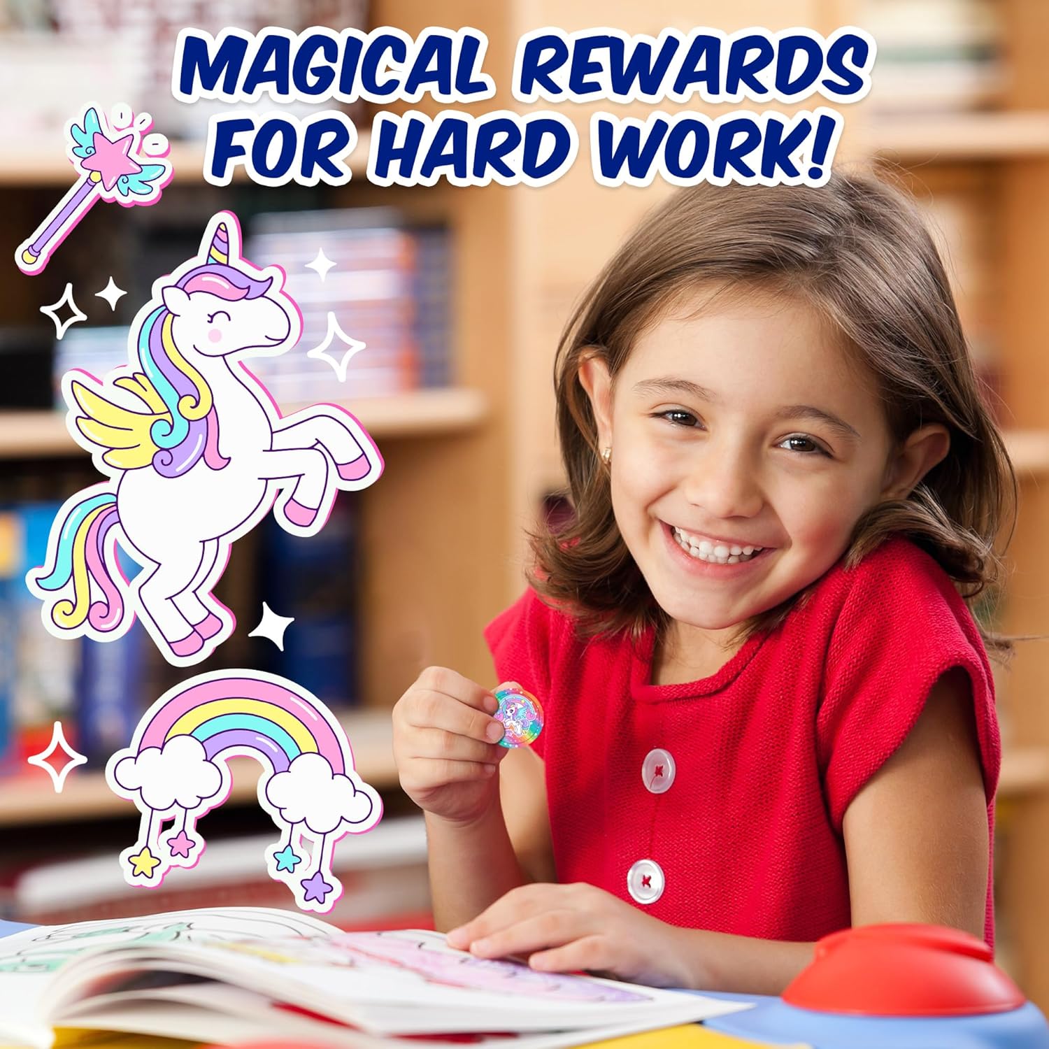 Unicorn Emoticon Sticker Rolls - 1.5 Inch Decal Stickers - 100 Pcs - Reward Stickers - Unicorn Party Supplies - Mailing Seal Sticker