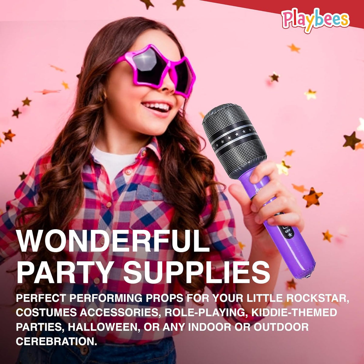 Inflatable Microphones - 12-Pack - 10.5" Vibrant Wireless Mics for Pool Play, Stage Acts, Pretend Play