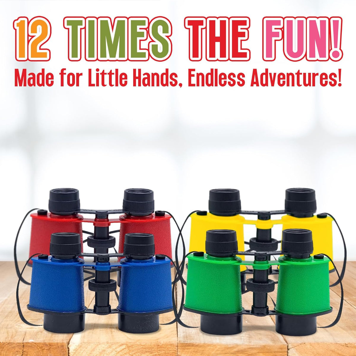 Kids Toy Binoculars with Neck Strap - 12 Pack - Pretend Play Binocular Set