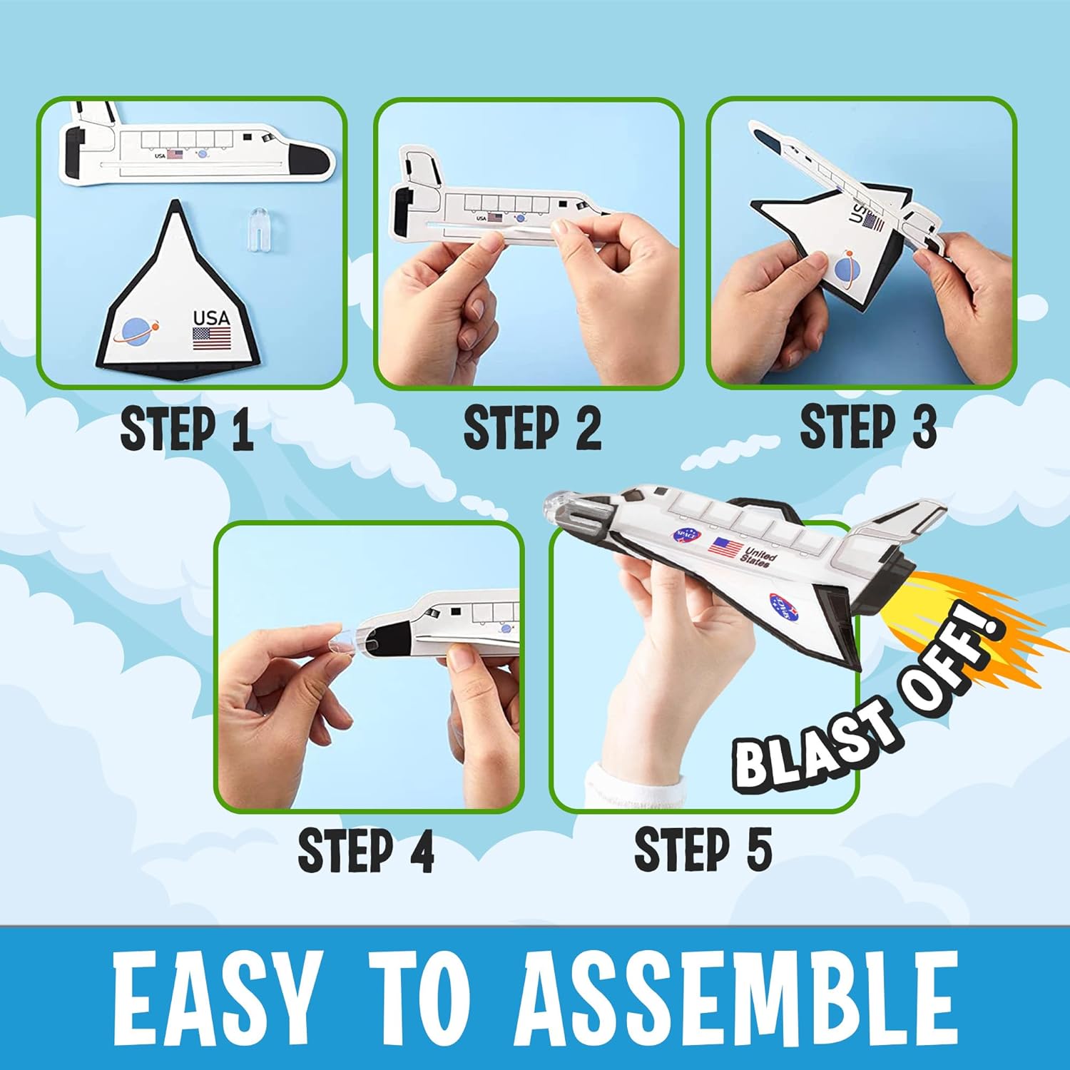 Space Shuttle Gliders - 24 Pack - Space Themed Party Favors - Mini Ship Toys, Shuttle Science Kits & Crafts for Kids