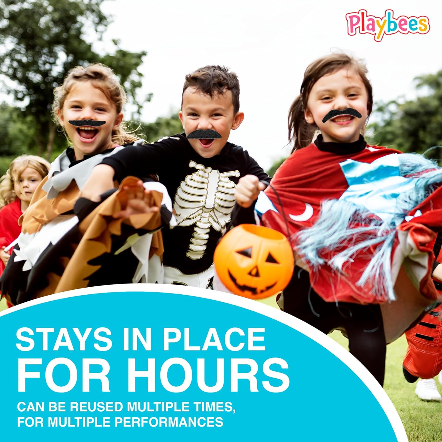 Fake Mustaches Adhesive - Set of 12 - Mustache Costume - Kids Mustache Stick On